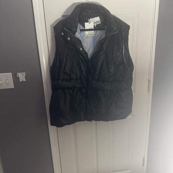 Ganni Jackets & Blazers - Ganni Shiny Black Puffer Vest